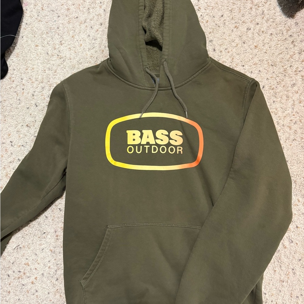Bass Outdoor Olive Hoodie with Vibrant Logo